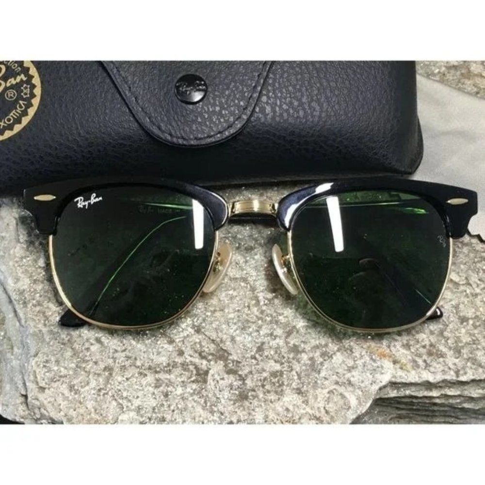 Ray Ban RB3016 Classic Retro Punk Clubmaster Sunglasses Black Gold 51 Summer Fun - Picture 3 of 7